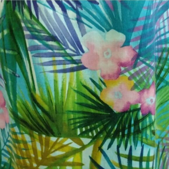 VTG 90s Maggy London Green Tropical Sleeveless Linen Blend Dress Size 8 - Picture 4 of 14